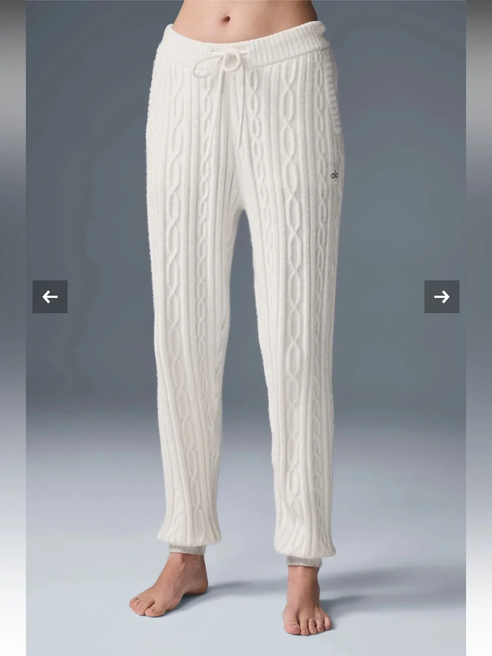 Alo Cable Knit Winter Bliss Pant in Ivory Medium